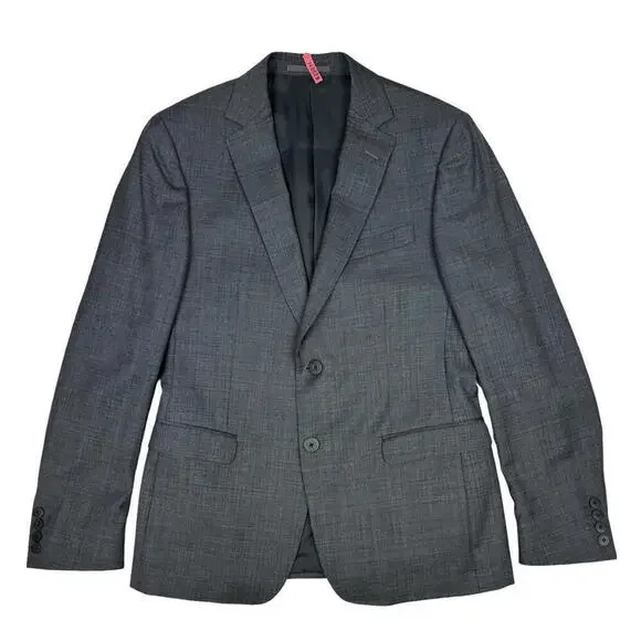 Z Zegna Wool Single-Breasted Blazer Jacket Gray Blue Check Size 40 R US - Picture 1 of 9